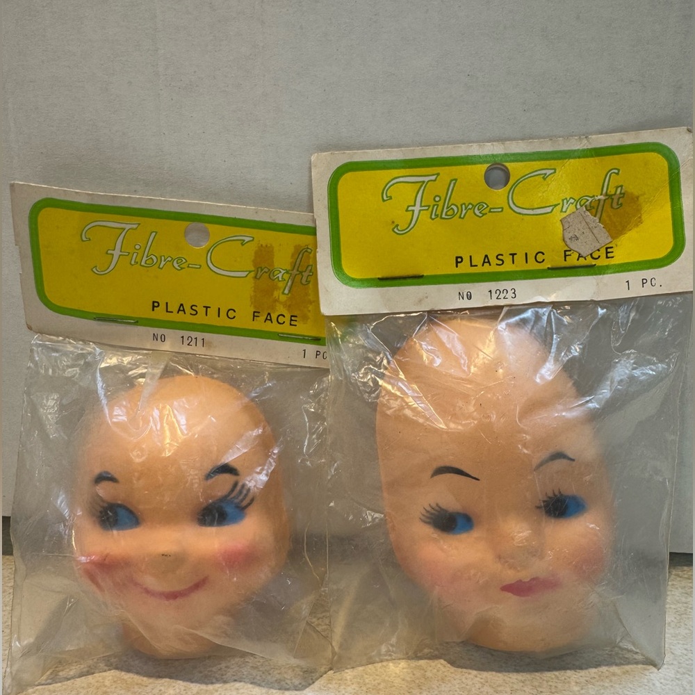 Vintage Plastic Face Doll Heads